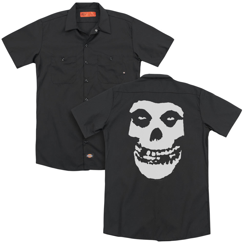 Misfits™ Button Shirt - Officially Licensed - Fiend Skull - Adult Short Sleeve Work Shirt - Button Up Down Shirt - Dickies Brand