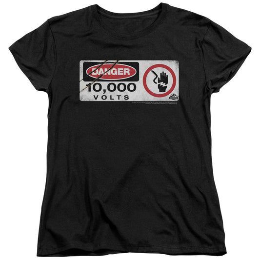 Jurassic Park - Electric Fence Sign Short Sleeve Women's Tee - Forces Of Mankind
