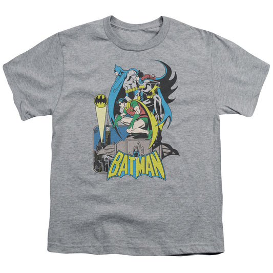 Heroic Trio - Youth Kids T-Shirt (Ages 7+) - Short Sleeve Youth T Shirt - Batman Batgirl Robin - Officially Licensed - S M L XL