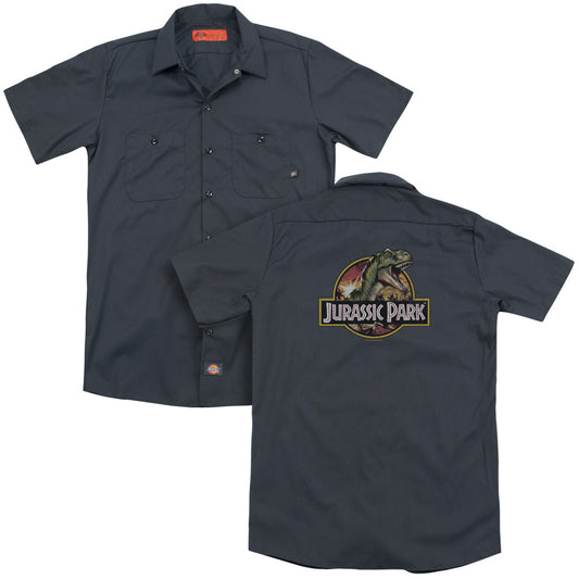 Jurassic Park - Retro Rex (Back Print) Adult Work Shirt - Forces Of Mankind