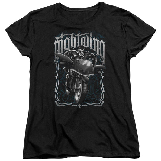 Batman - Nightwing Biker Short Sleeve Women's Tee - Forces Of Mankind