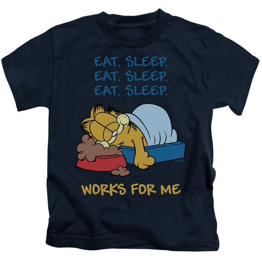 Garfield™ - Kids T-Shirt (Ages 4-7) - Works For Me - Officially Licensed - Short Sleeve Juvenile Kids T Shirt - Size 4 5 6 7