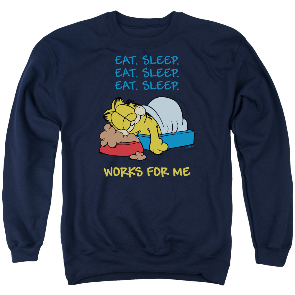 Garfield™ Sweatshirt - Works For Me - Officially Licensed - Adult Unisex Crewneck Sweatshirt