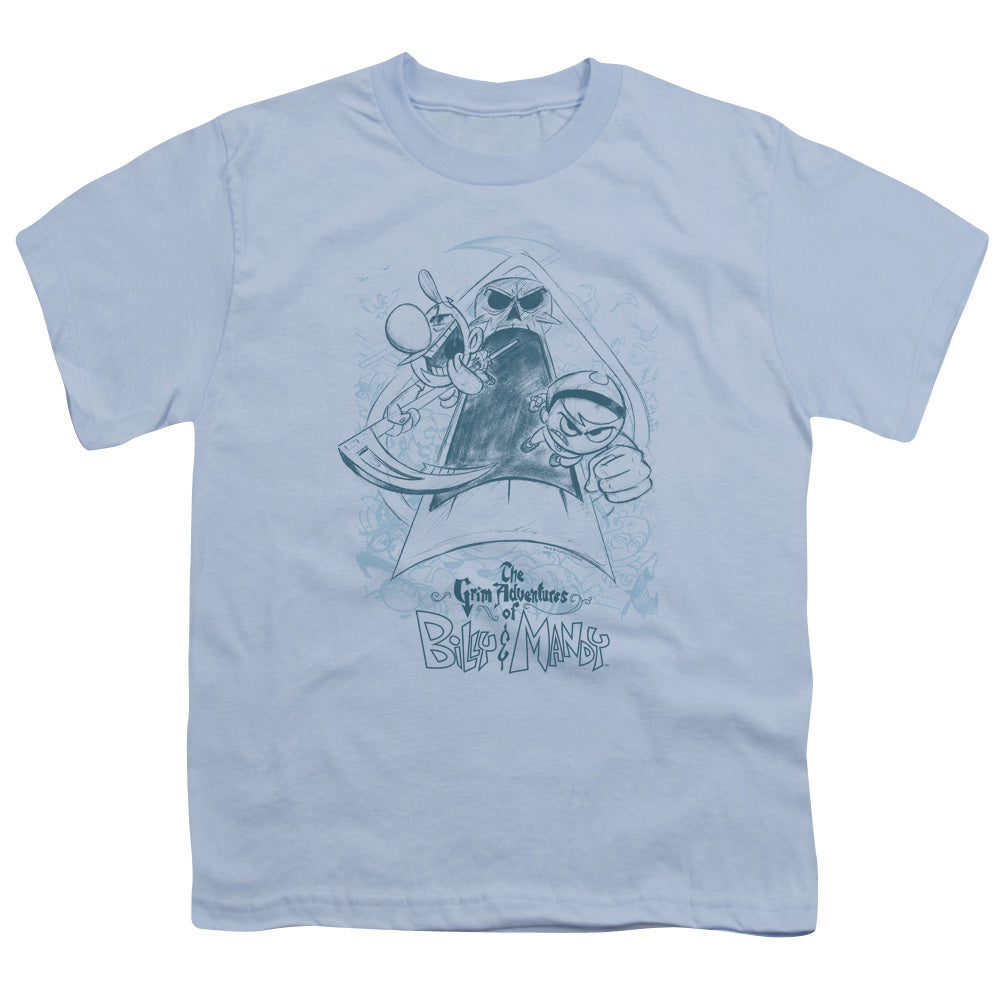 Grim Adventures Of Billy And Mandy - Youth Kids Shirt (Ages 7+) - Short Sleeve Youth T-Shirt - Officially Licensed - Sketched