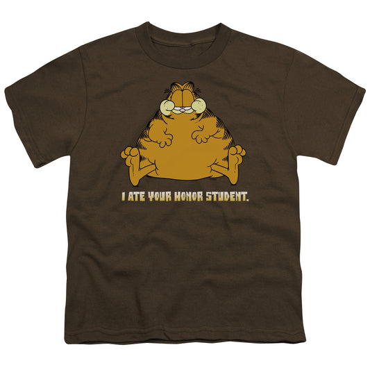 Garfield™ - Youth Kids T-Shirt (Ages 7+) - Short Sleeve Youth T Shirt - I Ate Your Honor Student - Officially Licensed - S M L XL