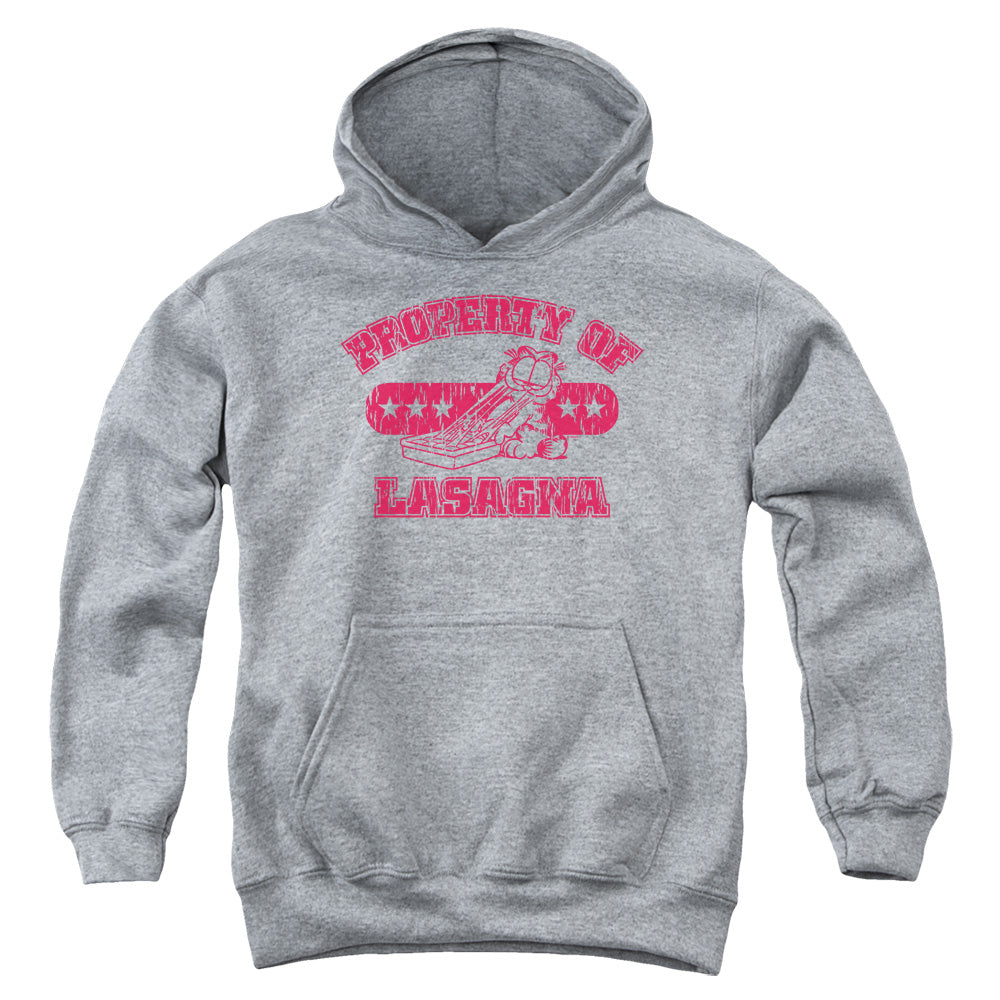 Garfield™ Youth Kids Hoodie (Ages7+) - Property Of Lasagna - Officially Licensed - Youth Kids Pull Over Hoodie