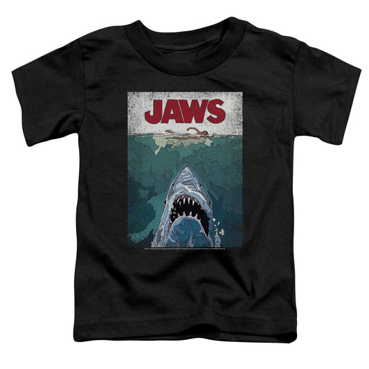 Jaws™ - Toddler Kids T-Shirt (Ages 2-4) - Short Sleeve Toddler T-Shirt Tee Movie - Lined Poster - Officially Licensed