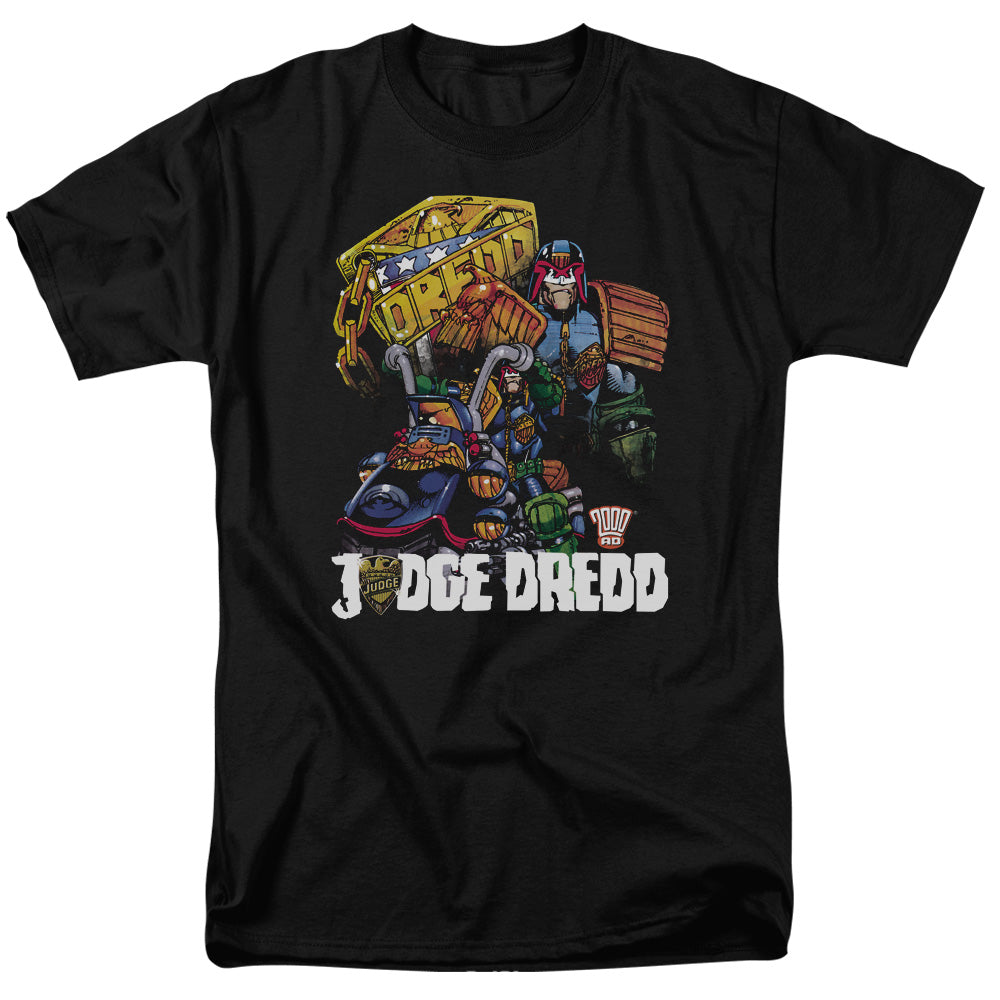 Judge Dredd™ Comic Shirt - Officially Licensed - Adult Unisex Short Sleeve T-Shirt - Bike And Badge