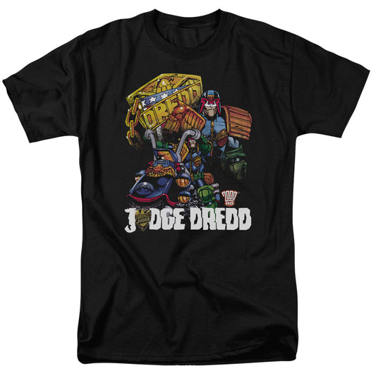 Judge Dredd™ Comic Shirt - Officially Licensed - Adult Unisex Short Sleeve T-Shirt - Bike And Badge