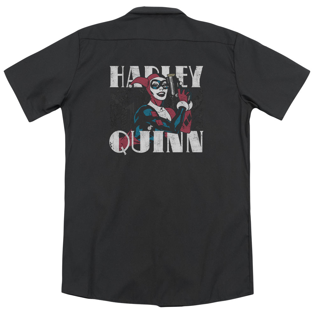 Batman - Harley Bold(Back Print) Adult Work Shirt - Forces Of Mankind