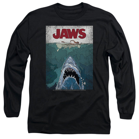 Jaws™ - Adult Unisex Long Sleeve T-Shirt Movie - Lined Poster